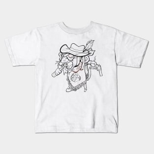 Dope Slluks character ink-pencil black-and-white mice on the mic drawing Kids T-Shirt